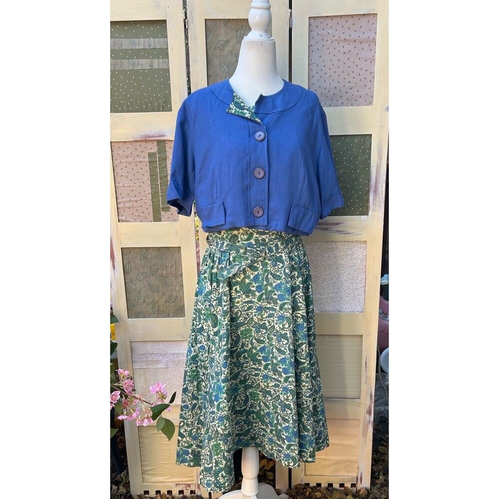 Vtg 1960s Dress Set Fit & Flare Bolero Paisley Floral Make Mine McKettrick 30w